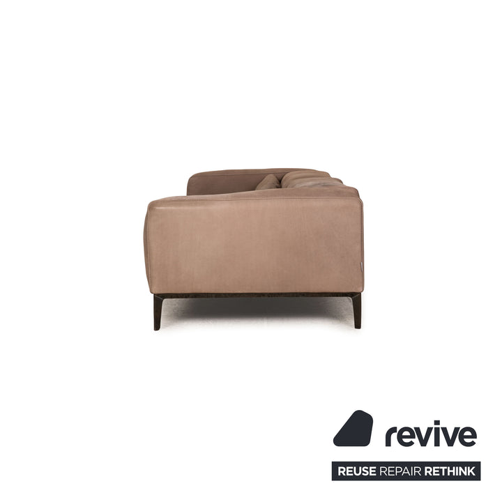 Divani Rigoletto Leather Sofa Taupe Four Seater Couch