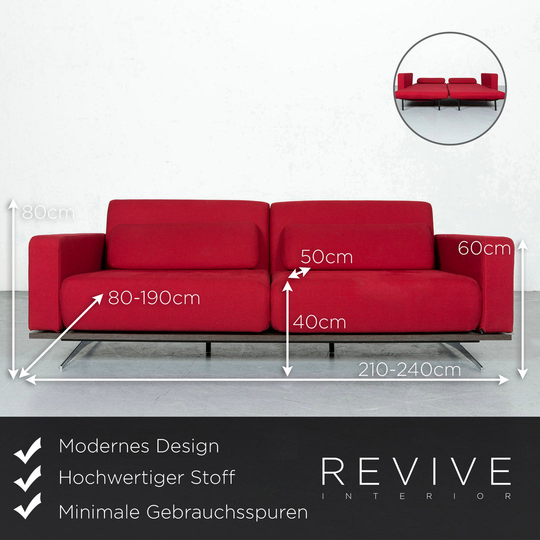 Stoff Sofa Rot Dreisitzer Schlafsofa Funktion Couch #6733