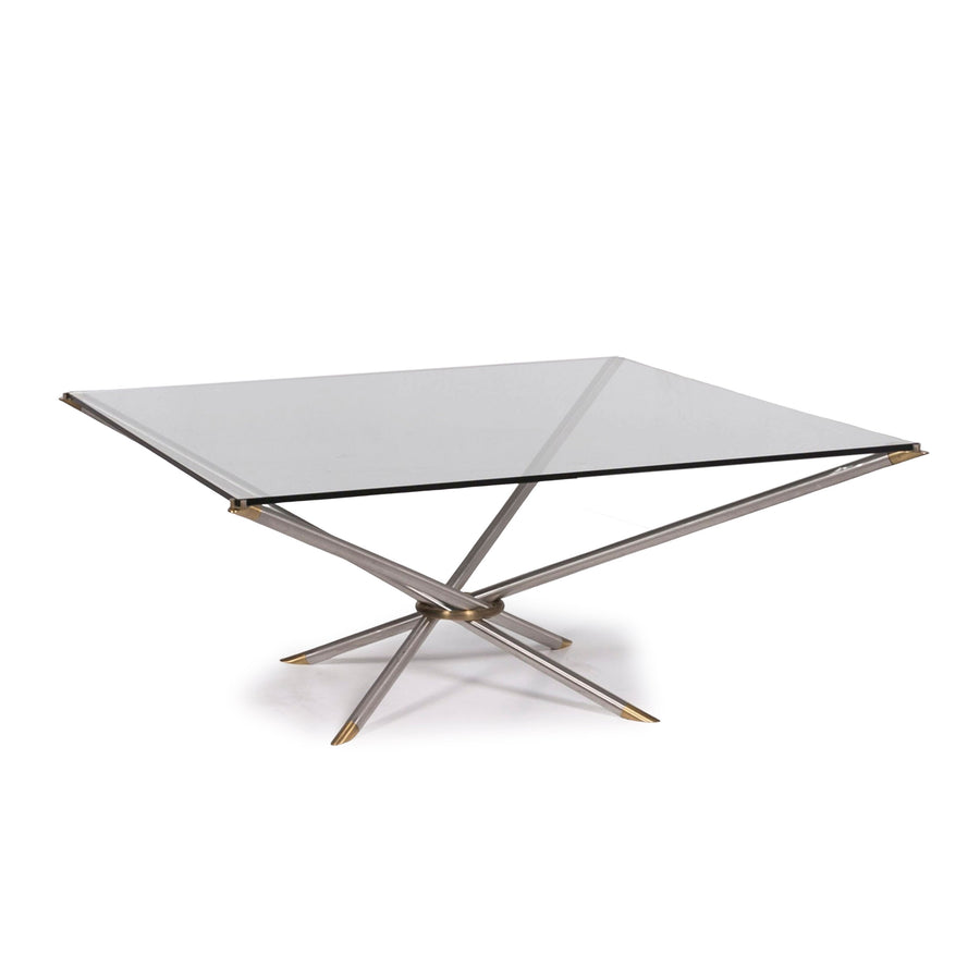 Draenert Glass Coffee Table Aluminum Brass Table Square #12131