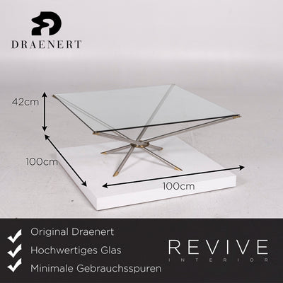 Draenert Glas Couchtisch Aluminium Messing Tisch Quadratisch #12131