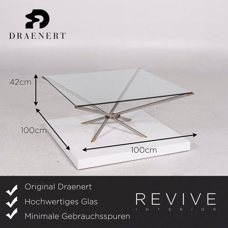 Draenert Glas Couchtisch Aluminium Messing Tisch Quadratisch 