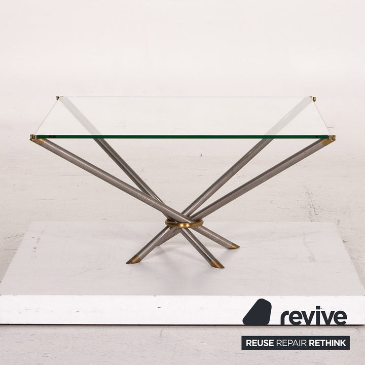 Draenert Glass Coffee Table Metal Brass Table Square #13871