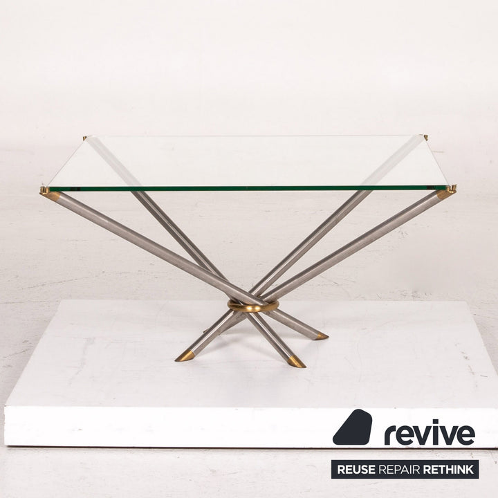 Draenert Glass Coffee Table Metal Brass Table Square #13871
