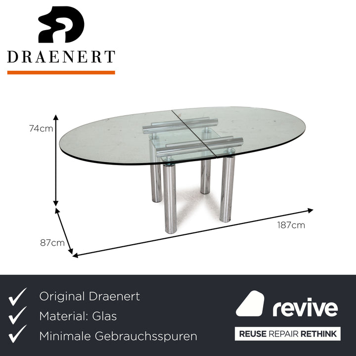 Draenert Glas Tisch Esstisch Chrom Silber Grau