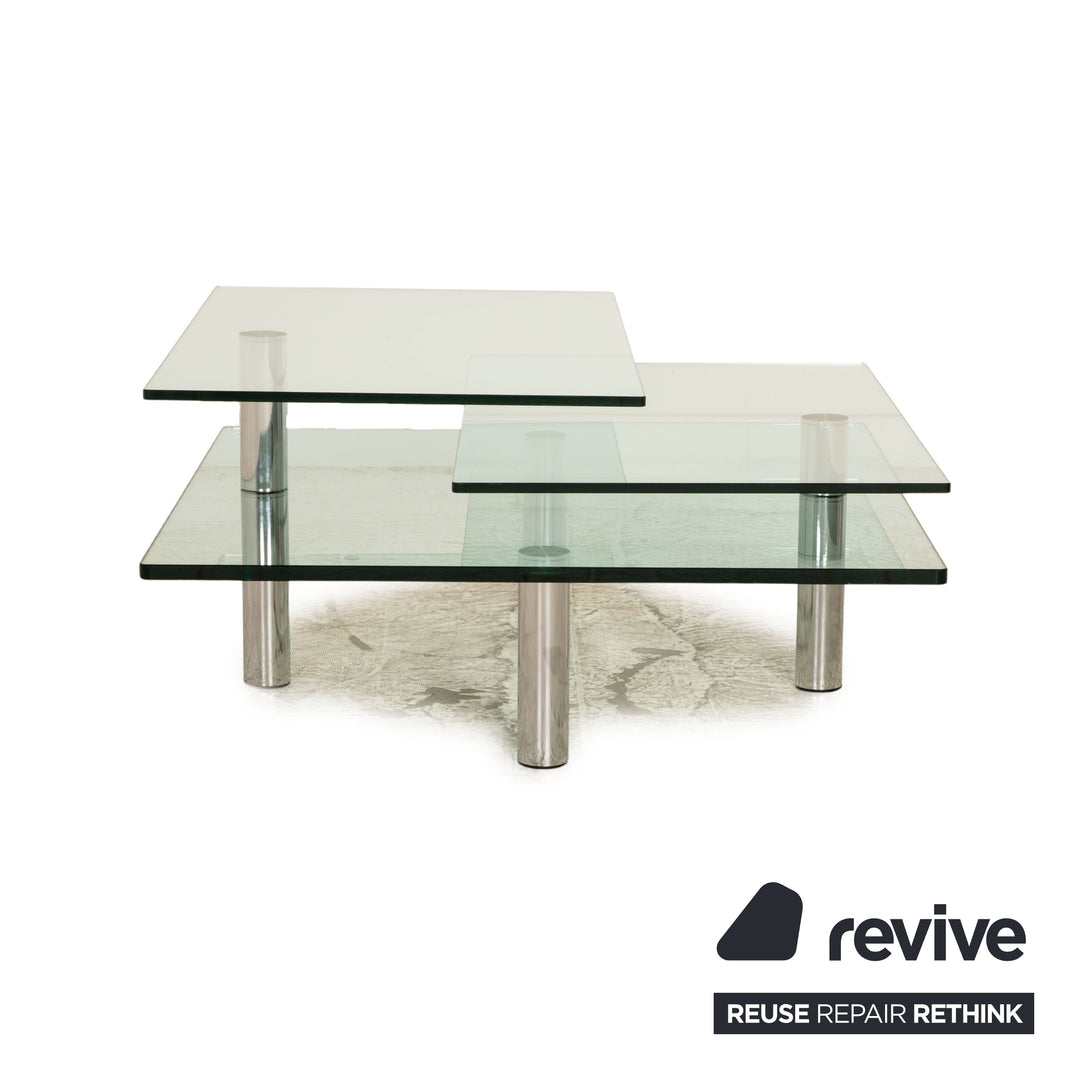 Draenert Imperial glass coffee table manual function silver 90 x 90