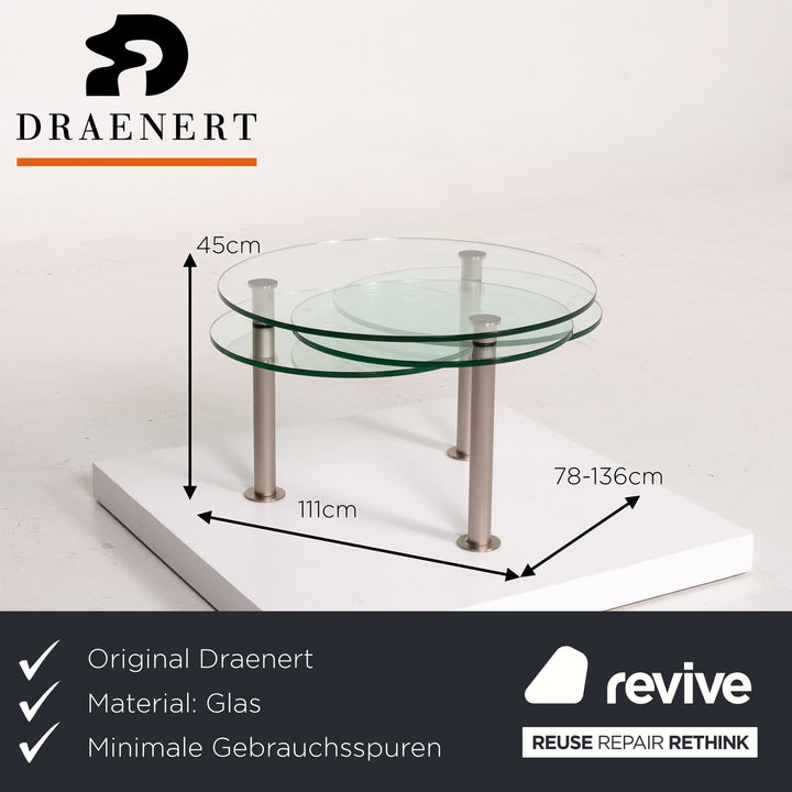 Draenert Intermezzo Glass Coffee Table Metal Adjustable Variable Table #13880