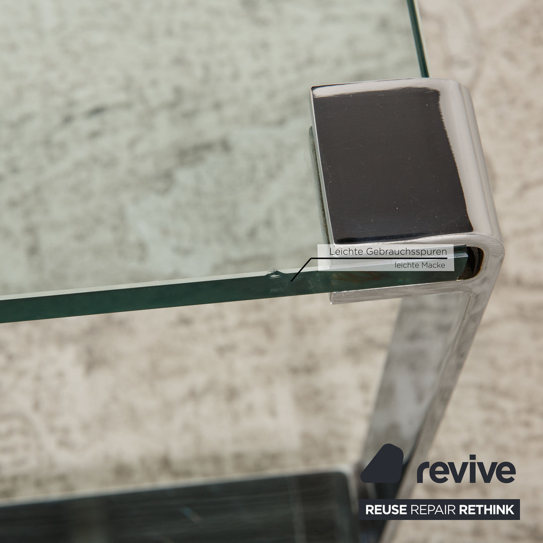 Draenert Klassik 1022 Glas Tisch Garnitur Silber 2xCouchtisch