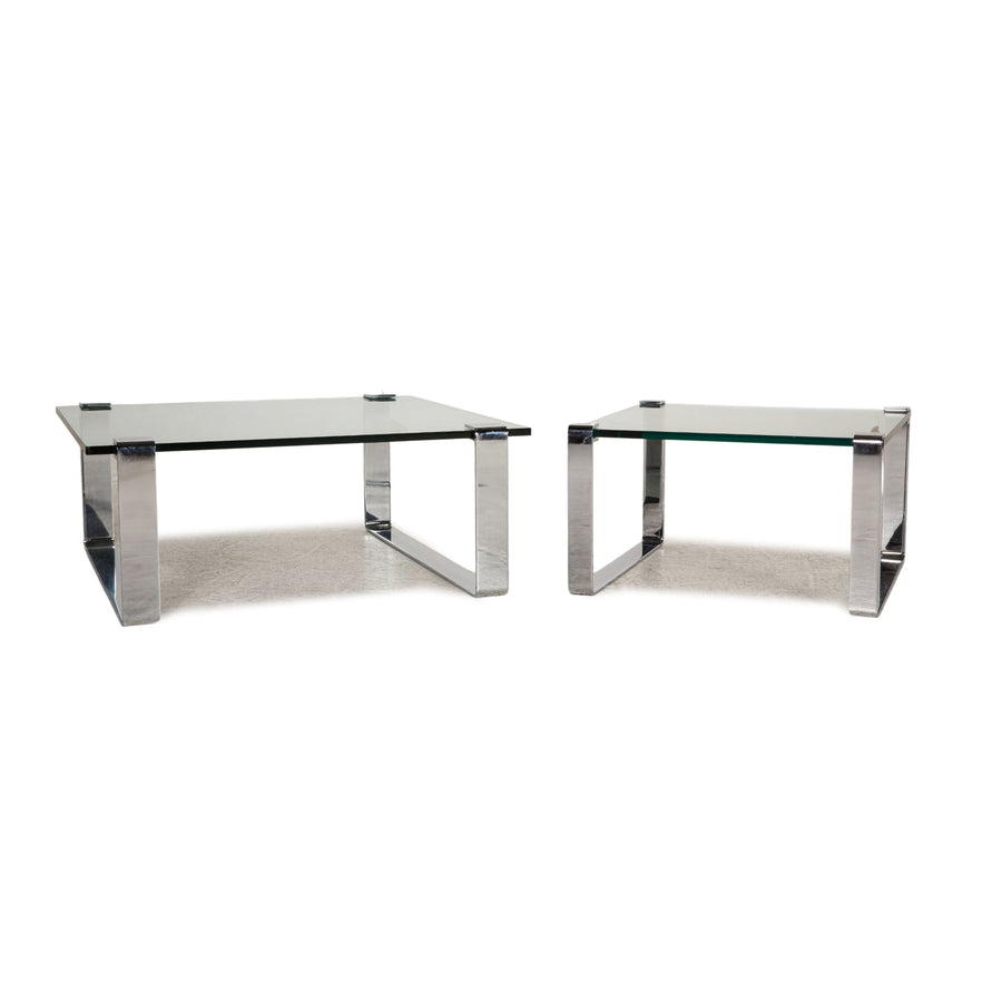 Draenert Classic 1022 glass table set silver 2x coffee table