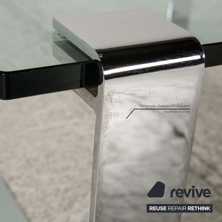 Draenert Klassik 1022 Glas Tisch Garnitur Silber 2xCouchtisch