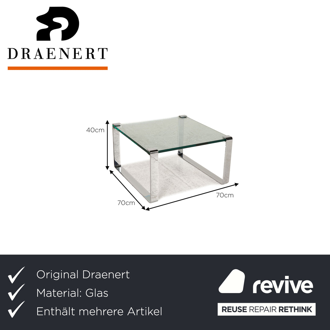 Draenert Klassik 1022 Glas Tisch Garnitur Silber 2xCouchtisch