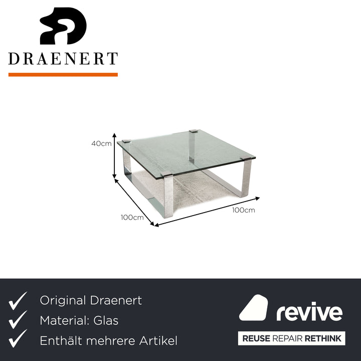 Draenert Klassik 1022 Glas Tisch Garnitur Silber 2xCouchtisch