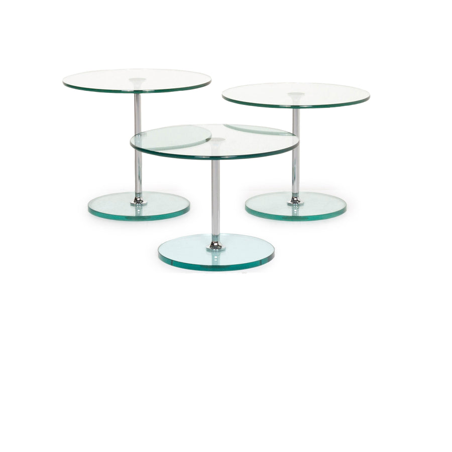 Draenert Largo 1010 Glass Table Set Silver Coffee Table #13194