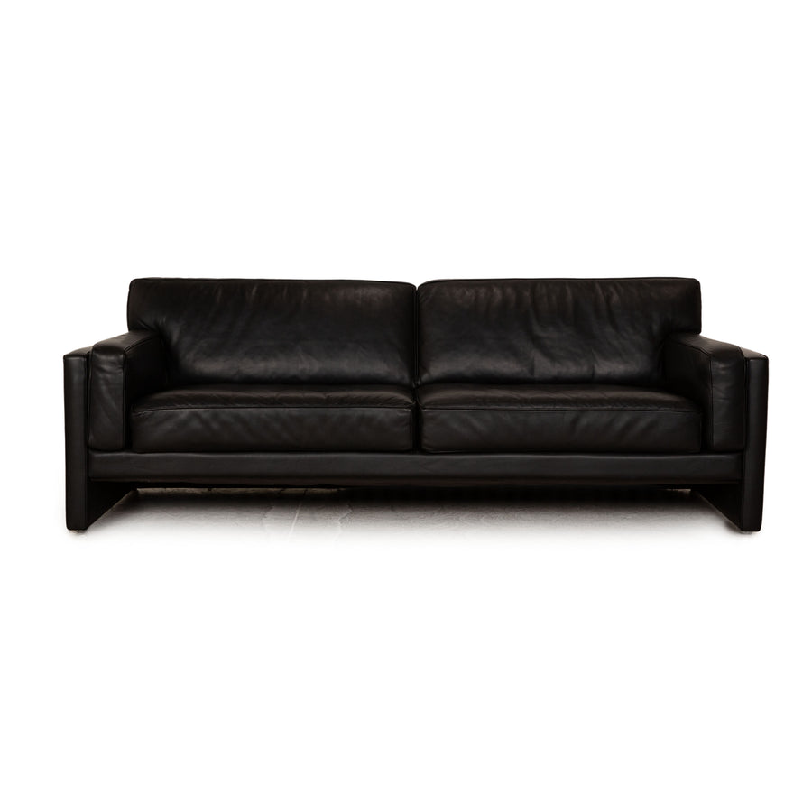 Draenert Orion 1 Leather Three Seater Black Sofa Couch