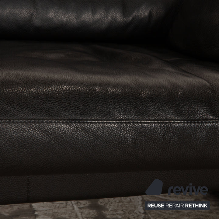 Three-point leather two-seater anthracite sofa couch