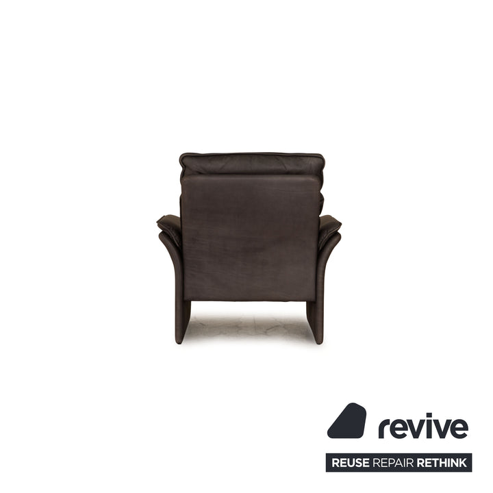 Three-point Scala leather armchair gray incl. footstool