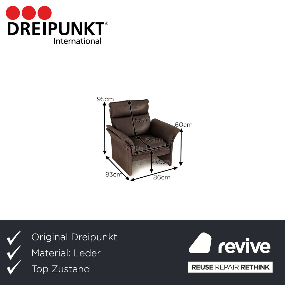 Three-point Scala leather armchair gray incl. footstool