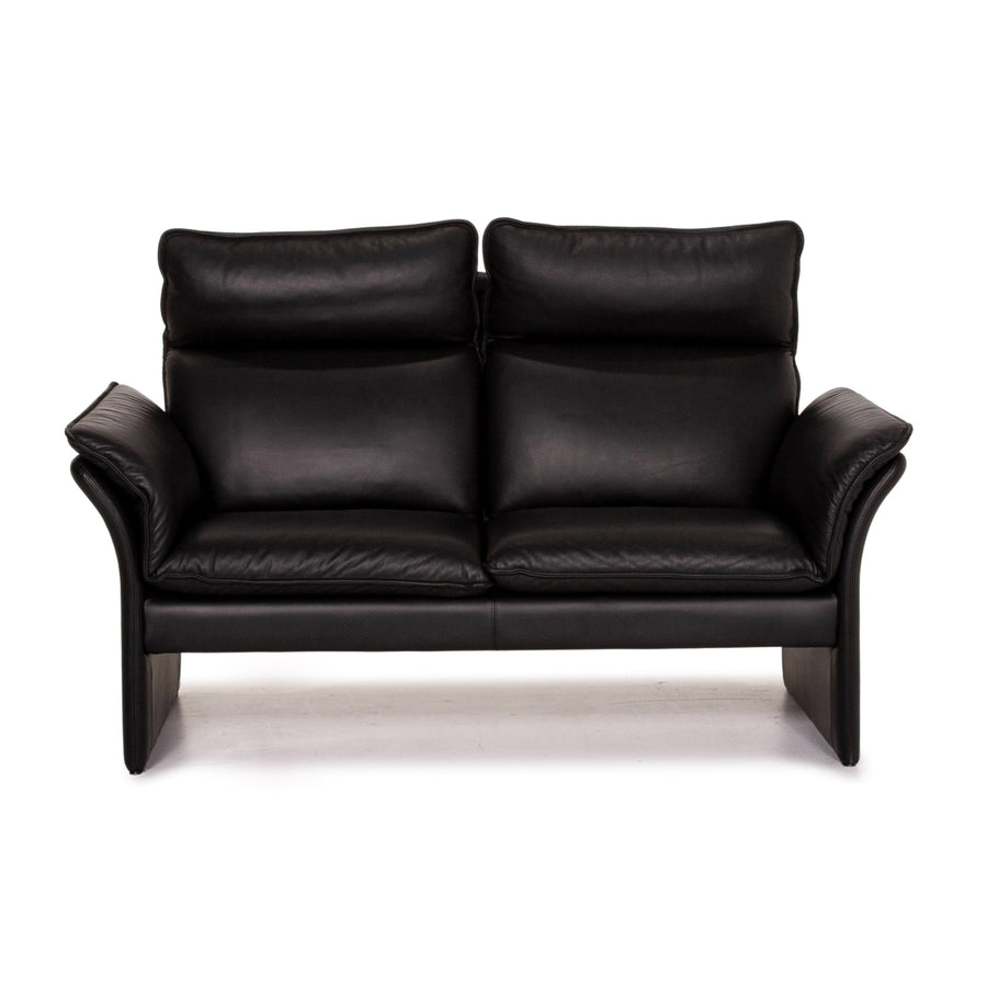 Dreipunkt Scala Leder Sofa Schwarz Zweisitzer Couch #15221