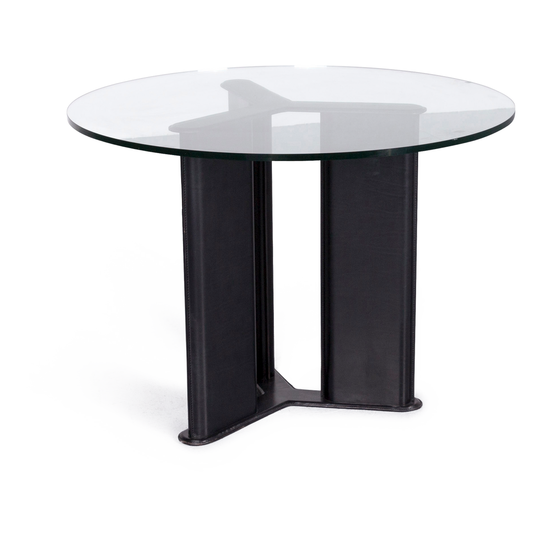 Matteo Grassi Korium Esstisch Leder Glas Tisch Glastisch #7089