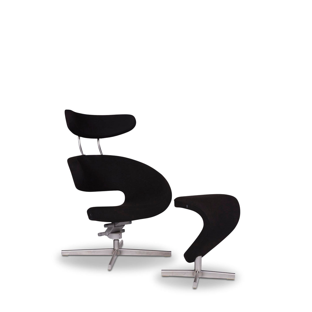 Varier Peel Designer Stoff Sessel by Olav Eldoy Schwarz inkl. Hocker #10414
