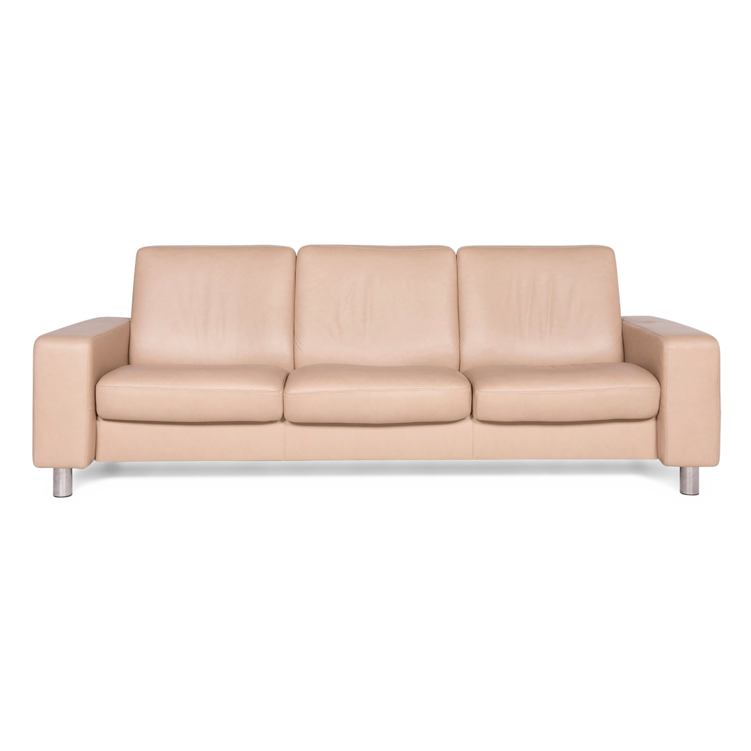 Stressless Designer Leder Sofa Beige Echtleder Dreisitzer Couch #8472
