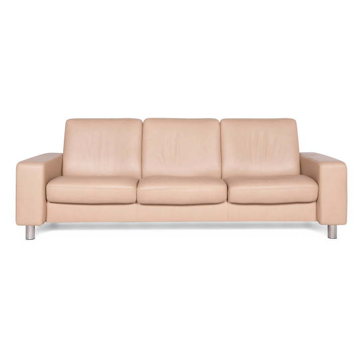 Stressless designer leather sofa beige real leather three-seater couch #8472