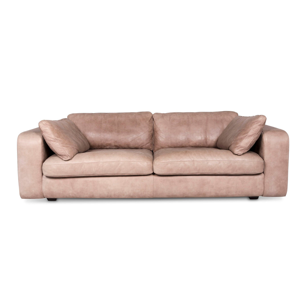 Machalke Leather Sofa Brown Beige Three Seater Couch #9454
