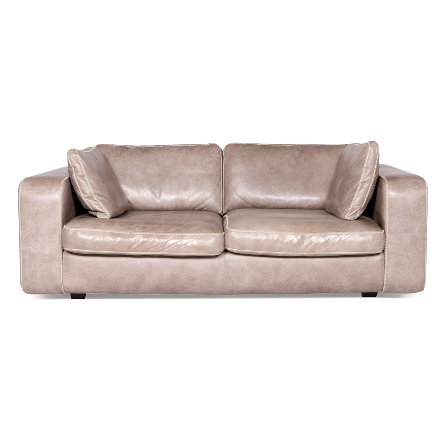 Machalke Valentino Designer Leder Sofa Grau Echtleder Zweisitzer Couch #8701