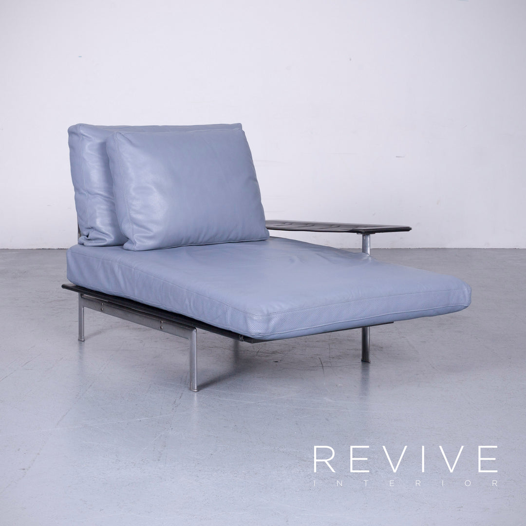 B&B Italia Diesis Designer Liege Recamiere Blau Leder Chaiselounge Couch Modern Echtleder #2973