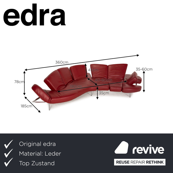 Edra Flap Leder Sofa Rot Ecksofa Couch Funktion