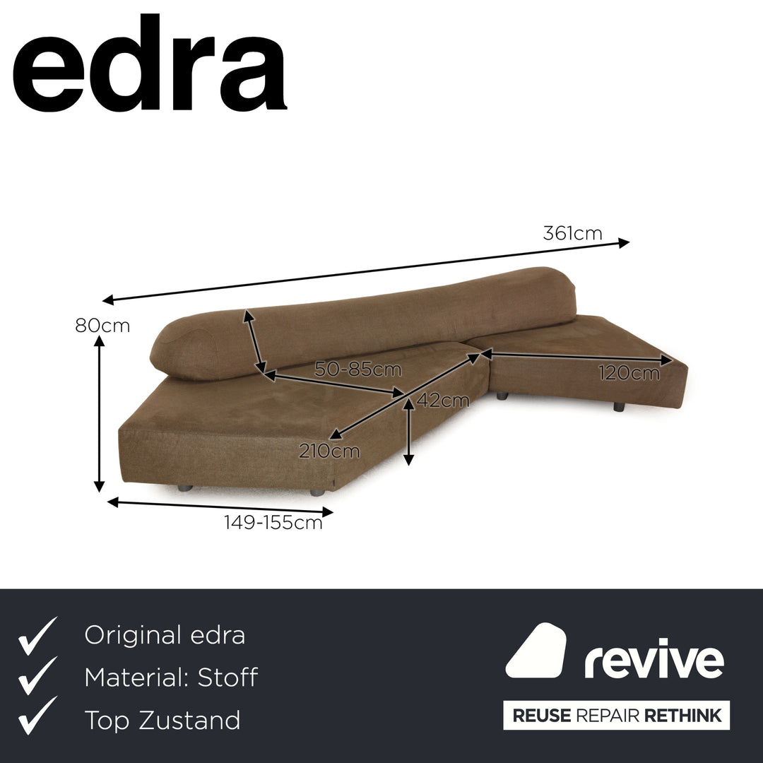 edra Rock Stoff Ecksofa Beige Sofa Couch Recamiere rechts