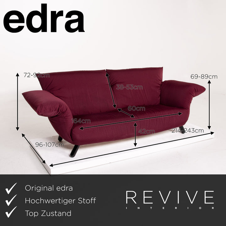 edra Bilbo Stoff Sofa Lila Zweisitzer Funktion Gianfranco Gualtierotti Couch #14313