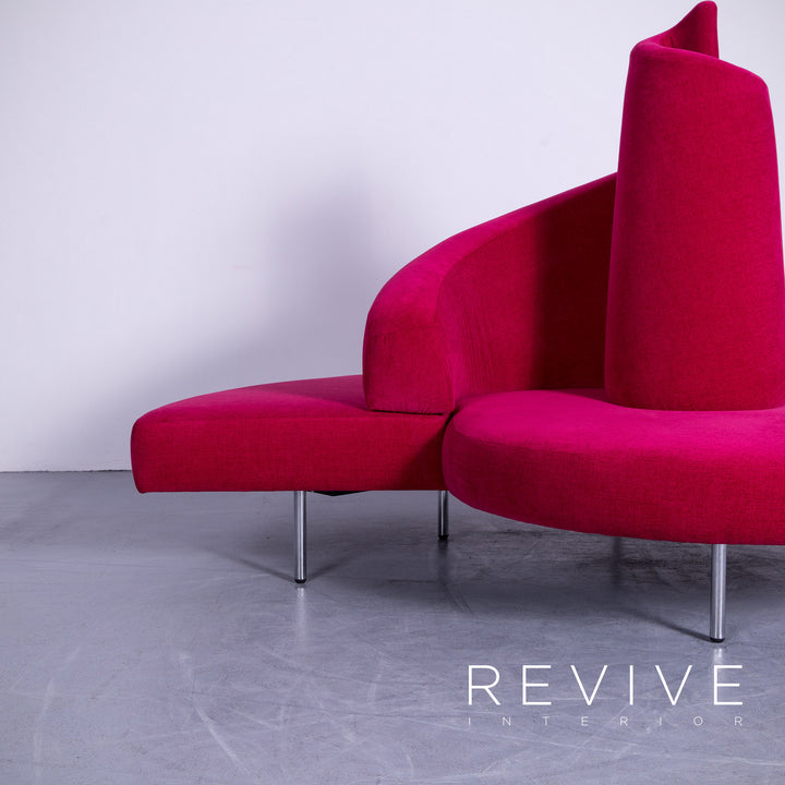 edra tatlin designer fabric sofa blackberry red four seater couch #5033
