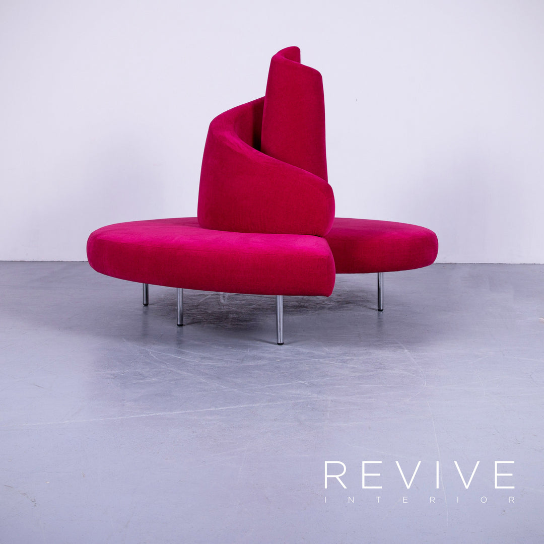 edra tatlin designer fabric sofa blackberry red four seater couch #5033