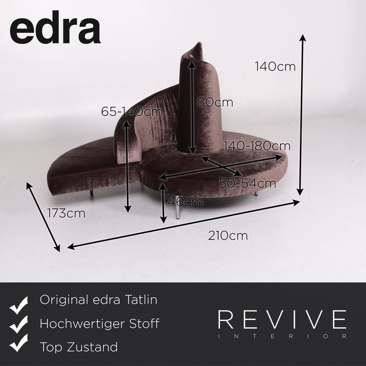 edra Tatlin fabric sofa by Mario Cananzi Roberto Semprini brown three-seater #11228