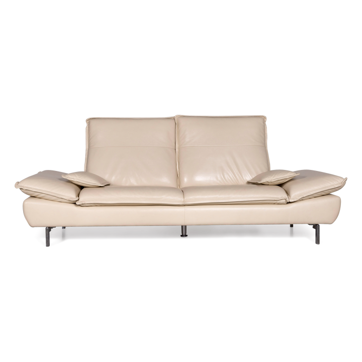 Willi Schillig designer leather sofa cream real leather three-seater couch #7232