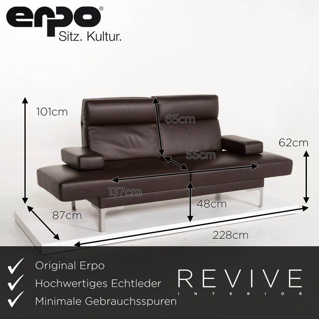 Erpo Avantgarde AV 400 leather sofa brown three-seater function relax function couch #12575