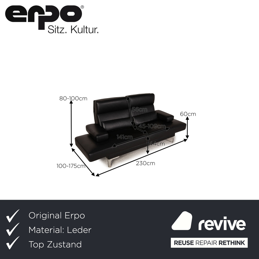 Erpo Avantgarde AV 400 Leder Sofa Schwarz Zweisitzer Couch Funktion Relaxfunktion