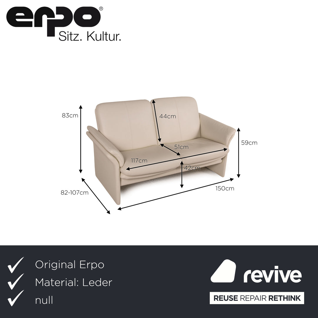 Erpo Chalet Leder Sofa Creme 2xZweisitzer 1xSessel 1xHocker Couch Funktion Relaxfunktion