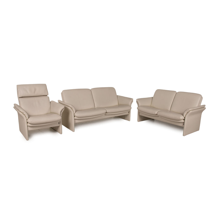 Erpo Chalet Leder Sofa Creme 2xZweisitzer 1xSessel Couch Funktion Relaxfunktion