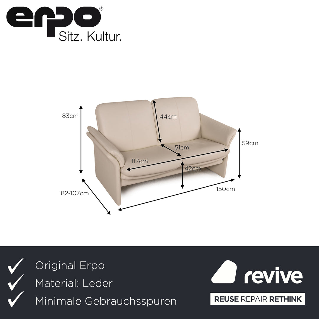 Erpo Chalet Leder Sofa Creme Zweisitzer Couch Funktion Relaxfunktion