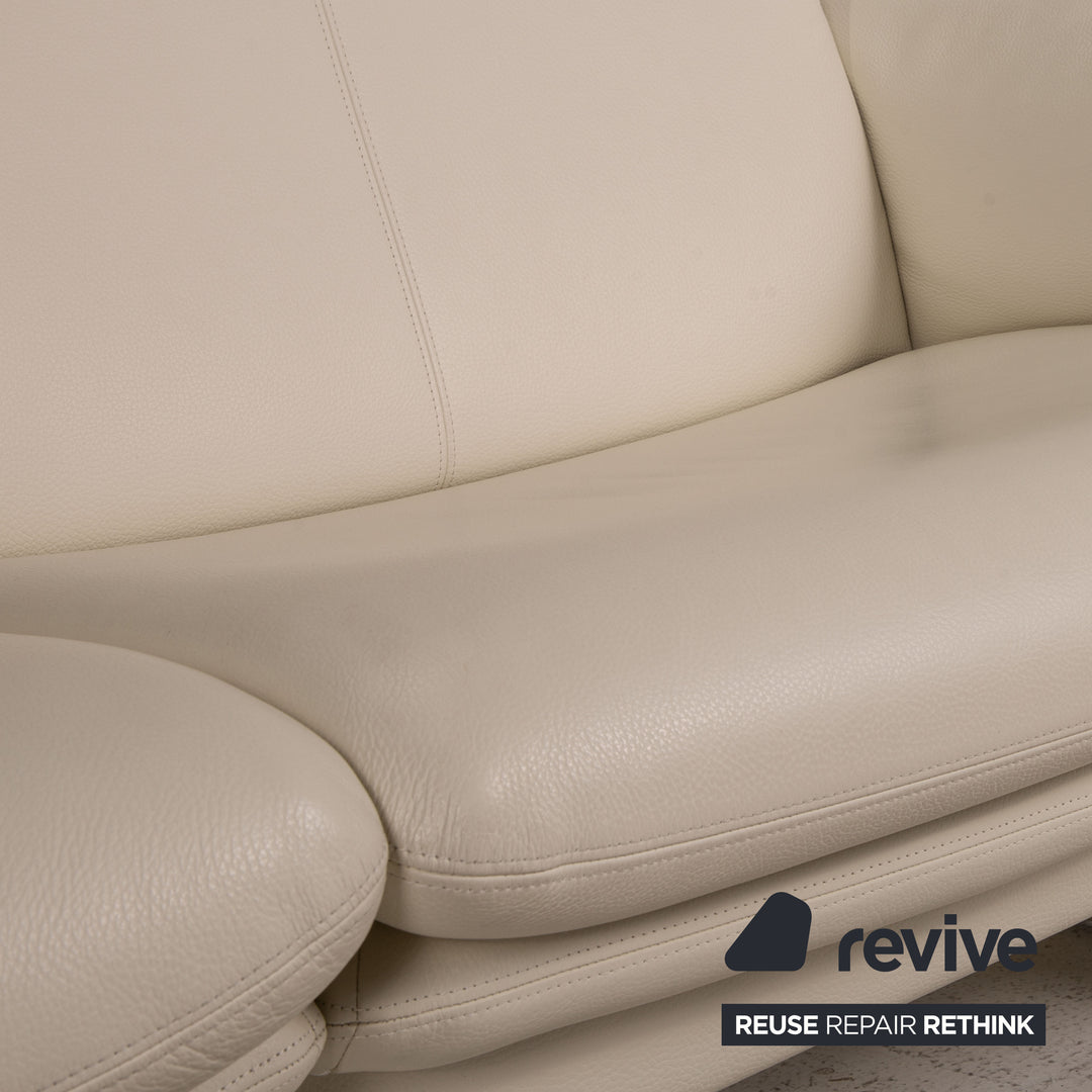 Erpo Chalet Leder Sofa Garnitur Creme 2x Zweisitzer Couch Funktion Relaxfunktion