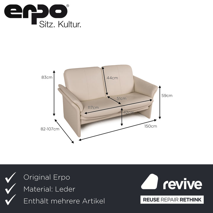 Erpo Chalet Leder Sofa Garnitur Creme 2x Zweisitzer Couch Funktion Relaxfunktion