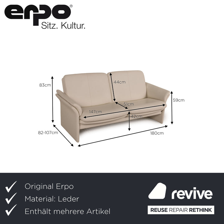 Erpo Chalet Leder Sofa Garnitur Creme 2x Zweisitzer Couch Funktion Relaxfunktion