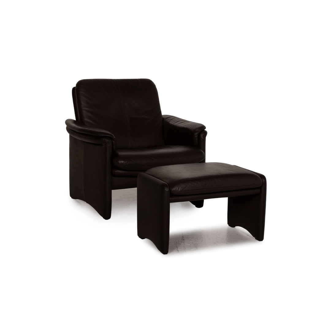 Erpo City brown armchair set leather 1x armchair 1x stool