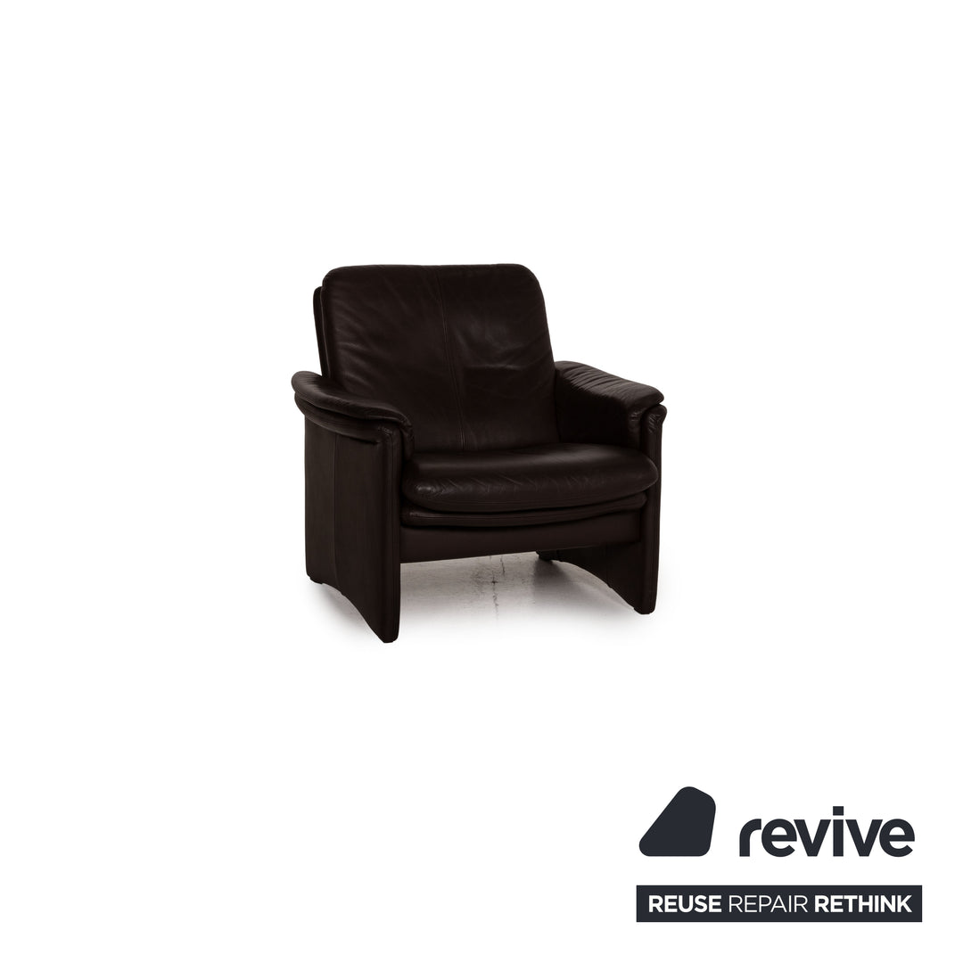 Erpo City brown armchair set leather 1x armchair 1x stool