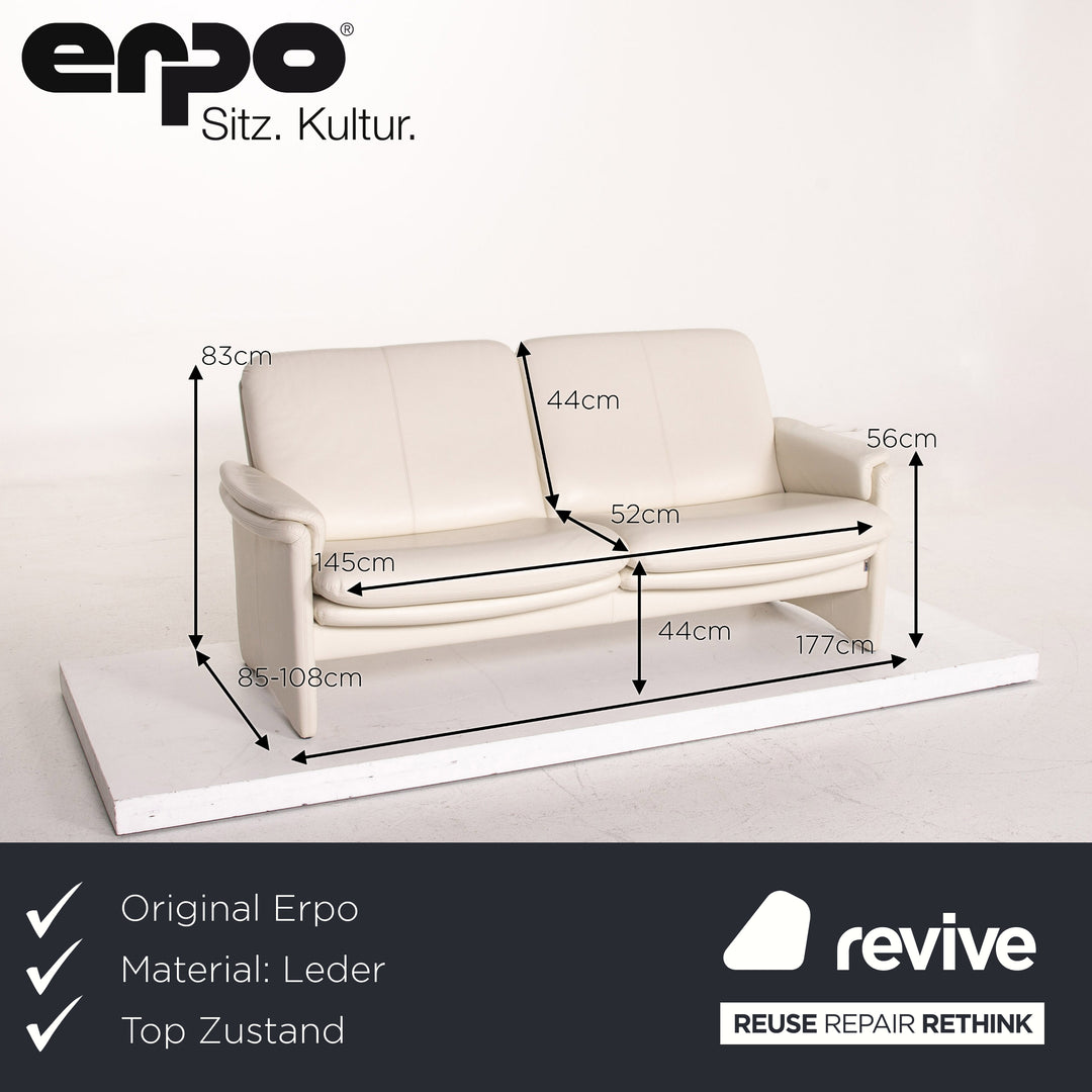 Erpo City Leder Sofa Creme Zweisitzer Couch #14455