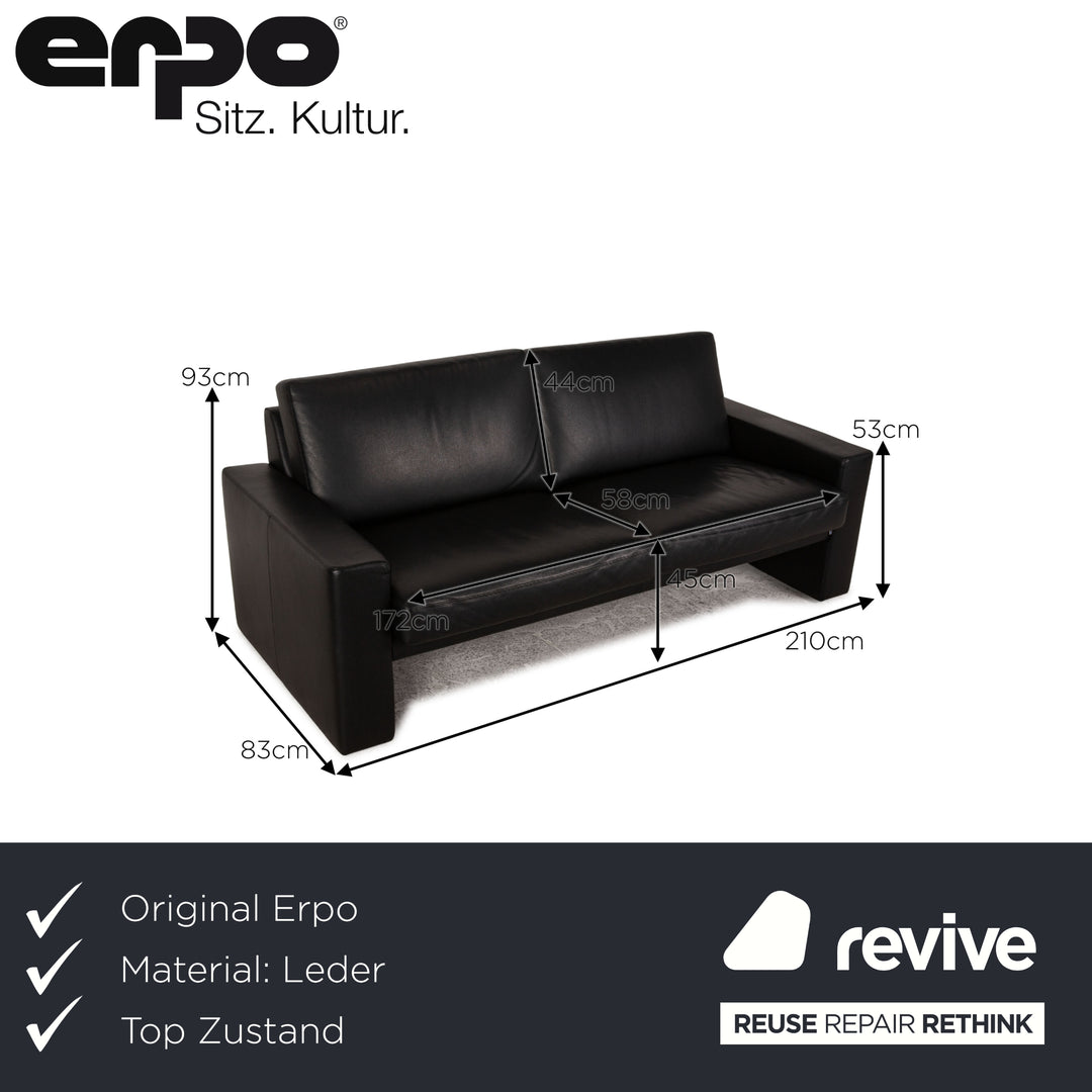 Erpo CL 100 Leder Dreisitzer Schwarz Sofa Couch