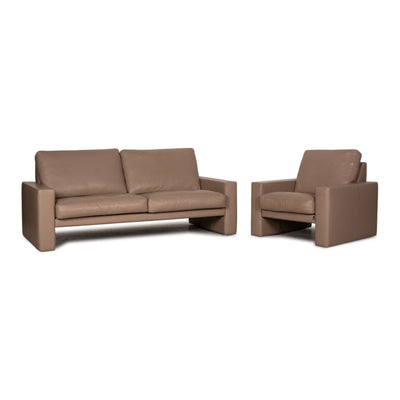 Erpo CL 100 Leder Sofa Garnitur Beige Zweisitzer Sessel Sofa Couch