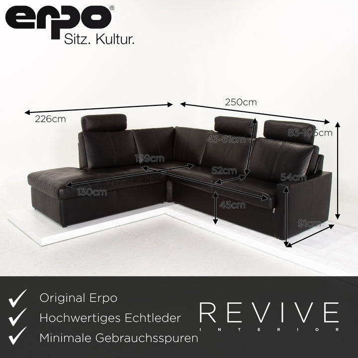 Erpo CL 150 Leder Ecksofa Schwarz Funkion Sofa Couch #14000