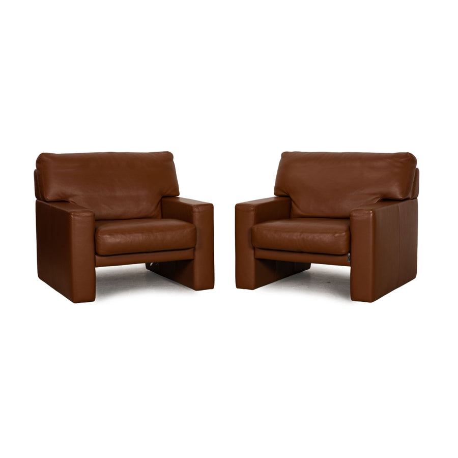 Erpo CL 300 leather armchair set brown